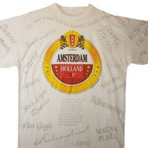 Vintage AMSTERDAM Tee Shirt Large US L Europe Holland Netherlands Travel Sovenir
